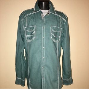 SHIP ASAP Buckle Black Western Shirt XL Rockabilly